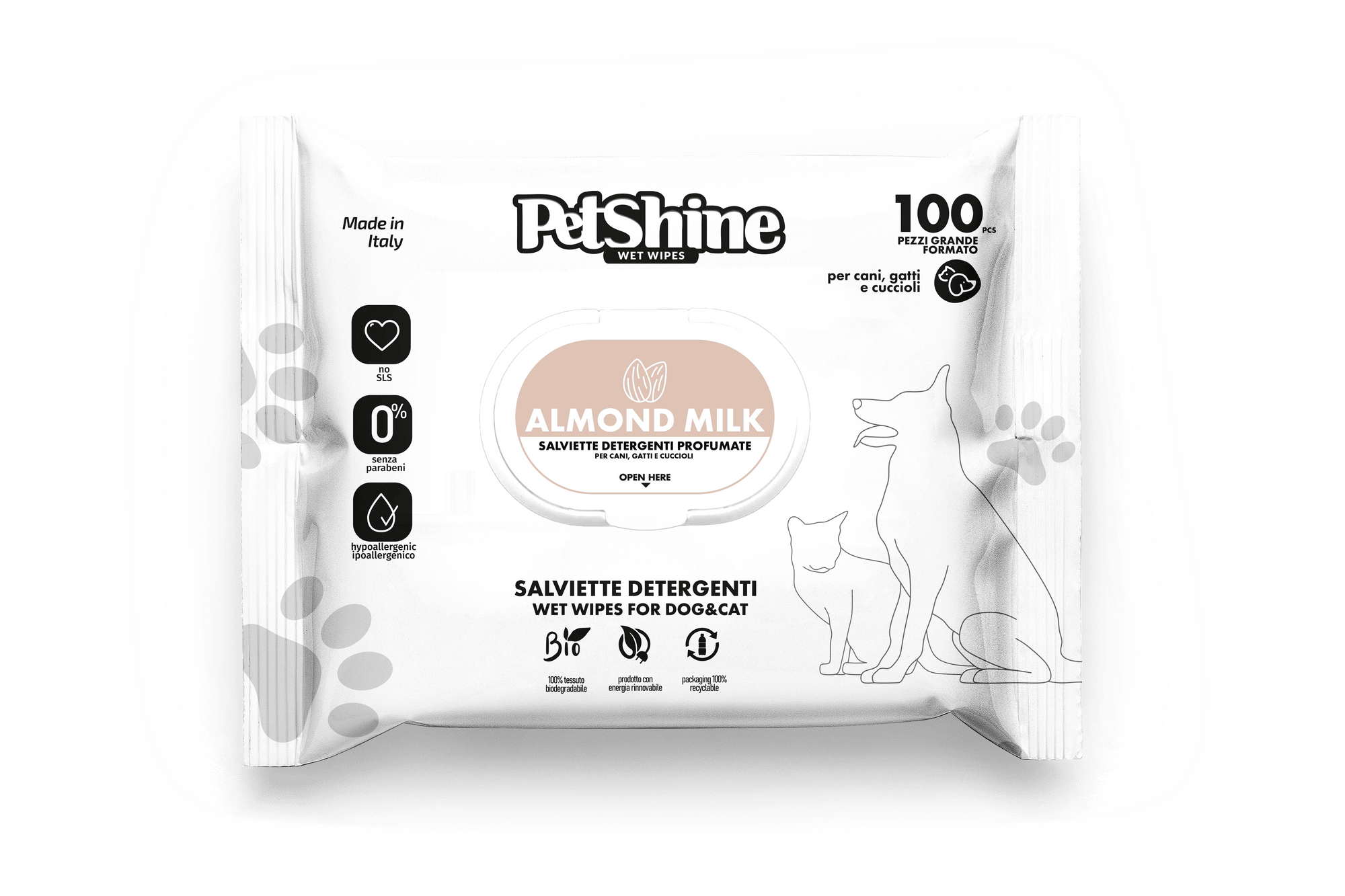 PetShine Wipes | Almond Milk 100Pcs
