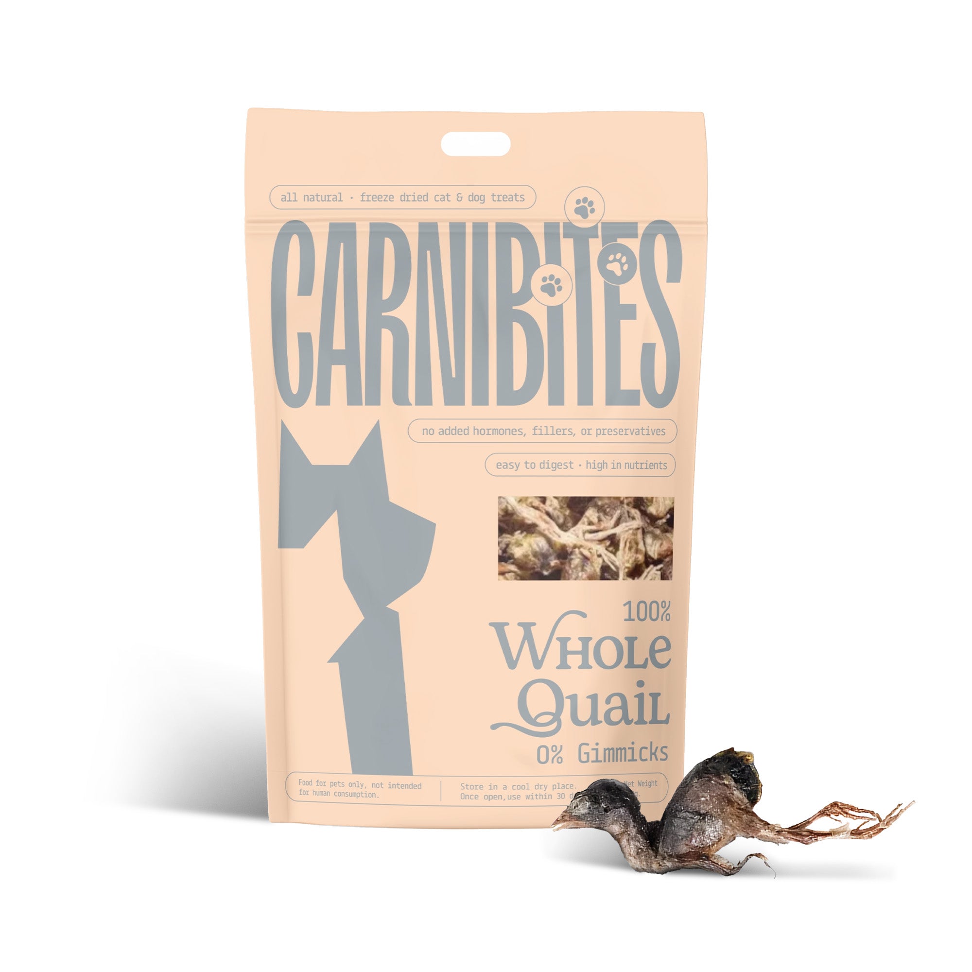 Cat & Dog Treats | Freeze-Dried Whole Quail | 100g