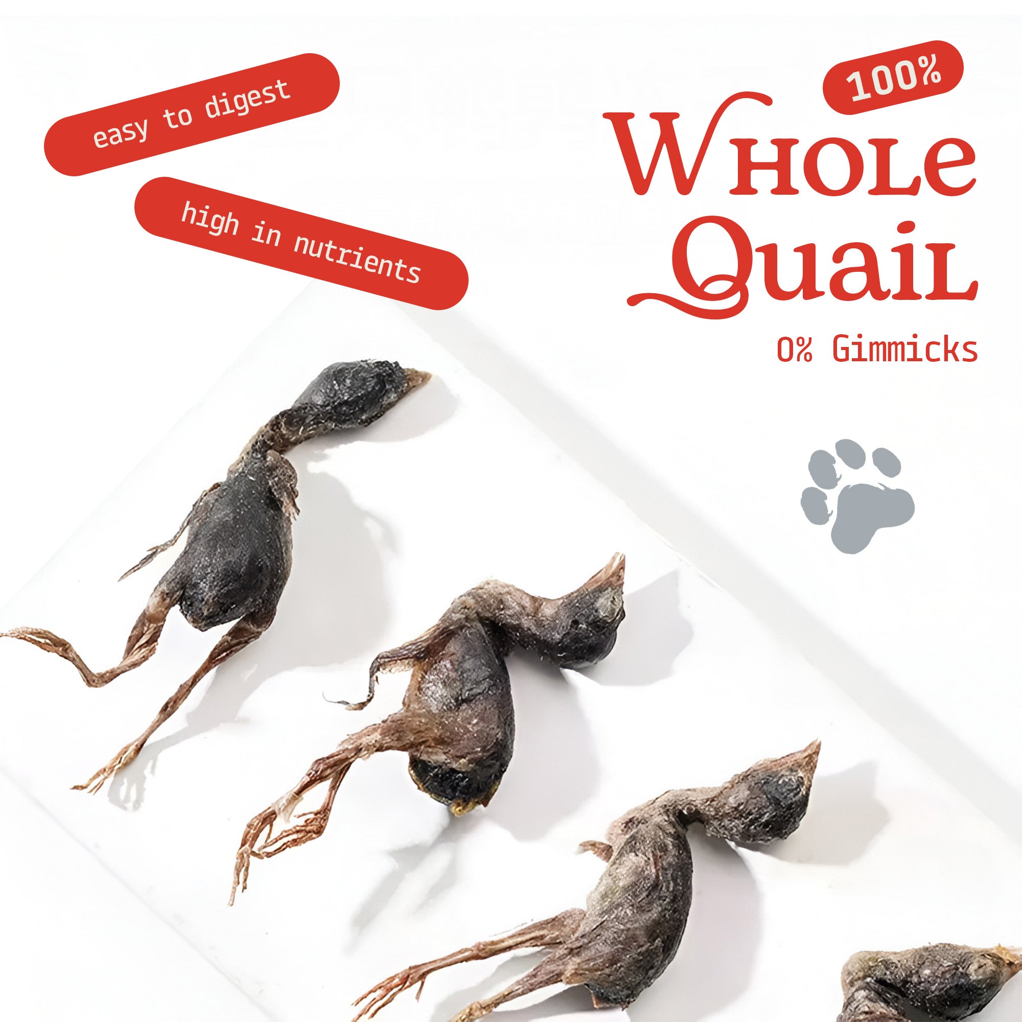Cat & Dog Treats | Freeze-Dried Whole Quail | 100g