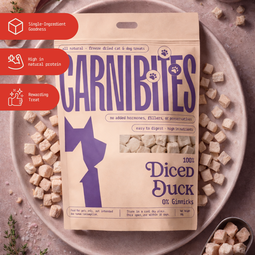 Cat & Dog Treats | Freeze-Dried Diced Duck Breast | 50g