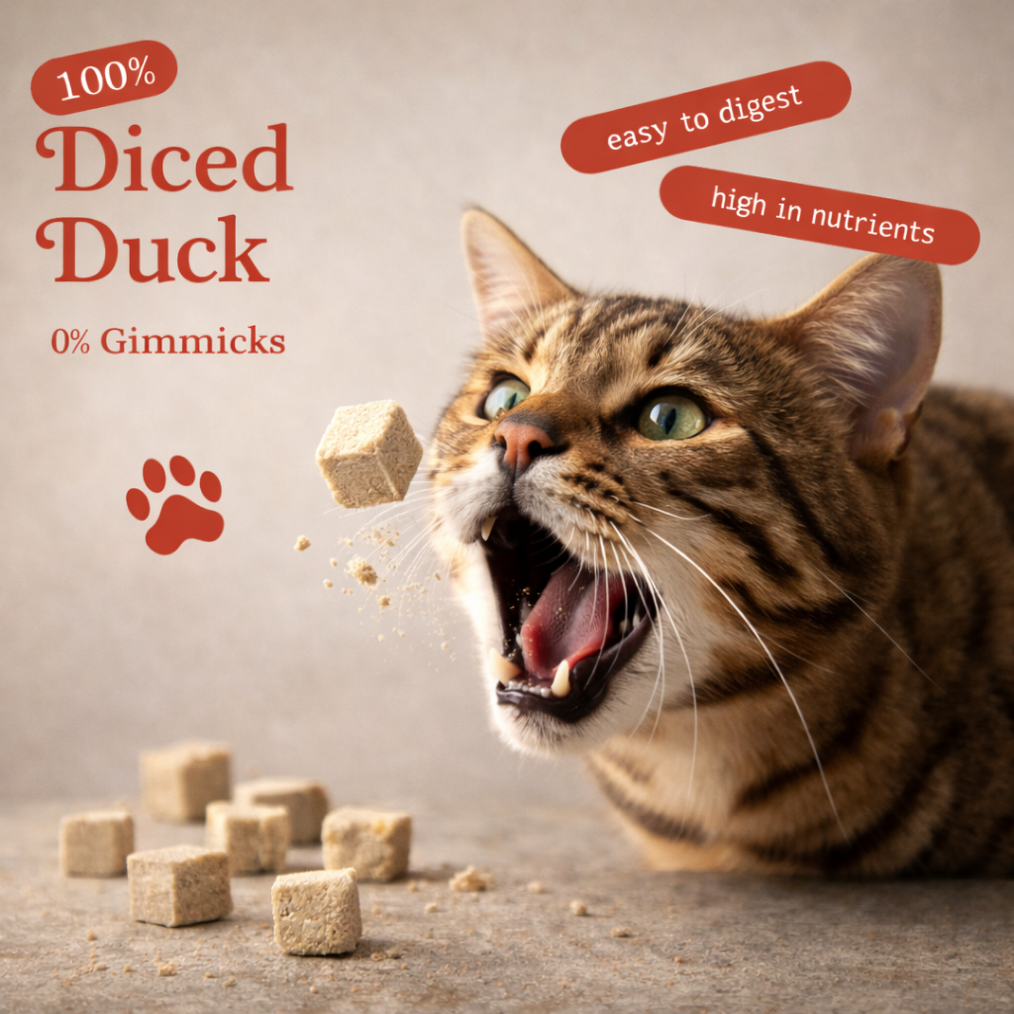 Cat & Dog Treats | Freeze-Dried Diced Duck Breast | 50g