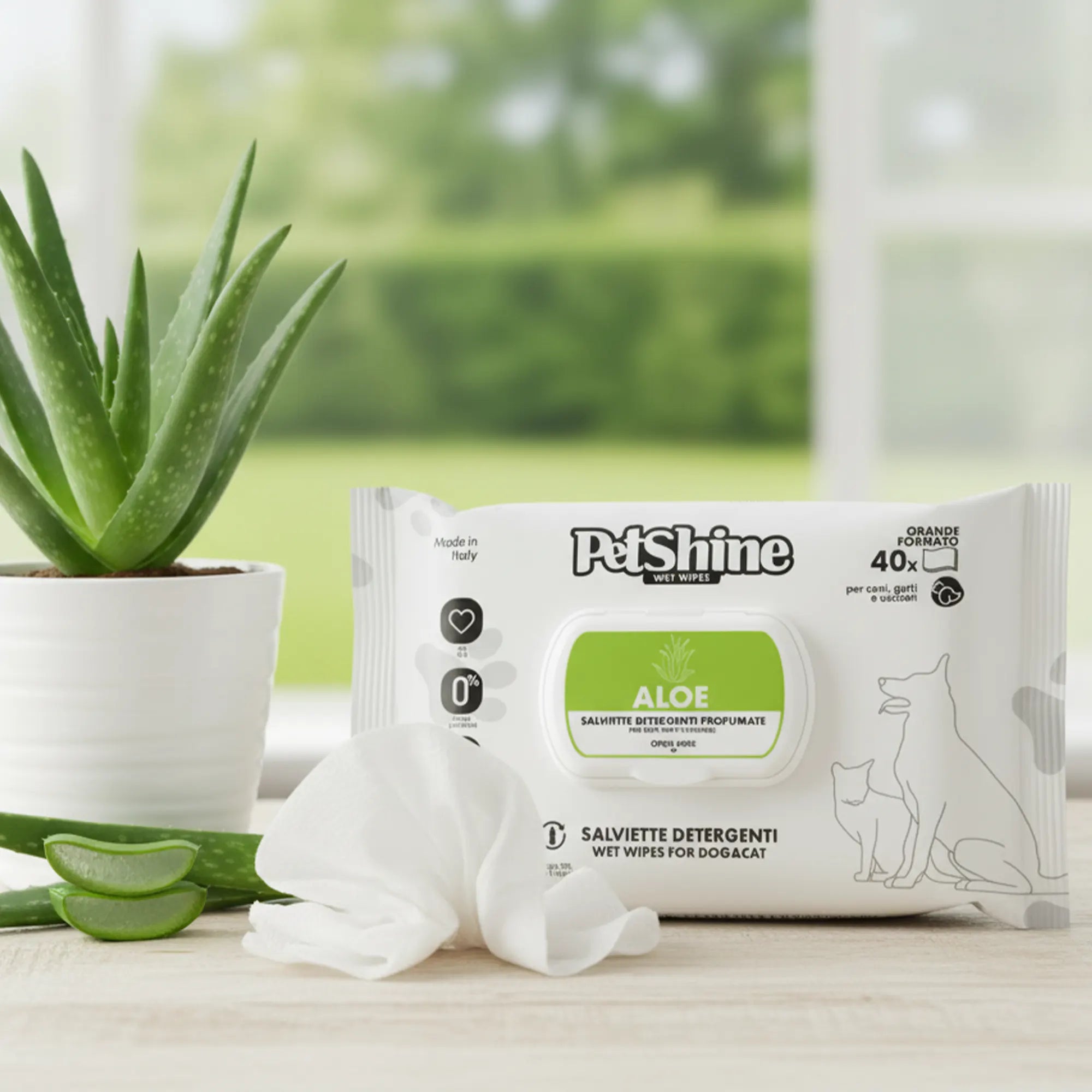PetShine Wipes | Aloe 40Pcs