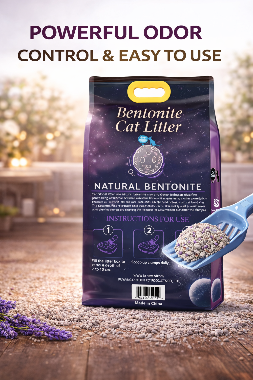 Cat Global 10L |Lavender | Bentonite Sand | Fast Clumping | Low Dust | Odor Control