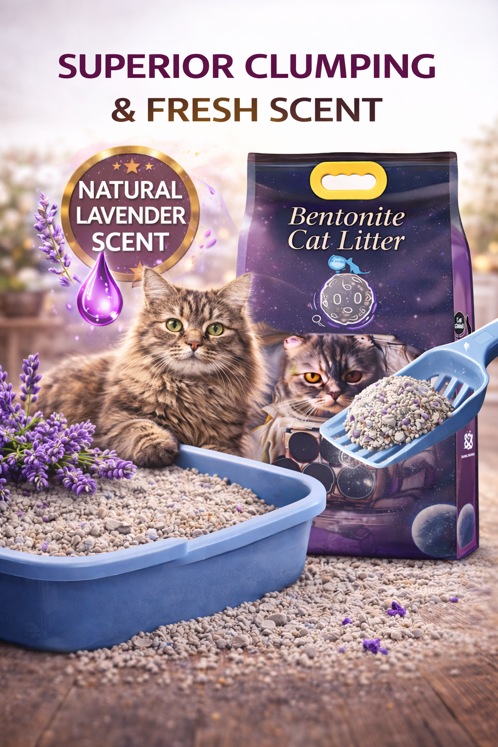 Cat Global 10L |Lavender | Bentonite Sand | Fast Clumping | Low Dust | Odor Control