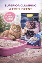 Cat Global 10L | Baby Powder | Bentonite Sand | Fast Clumping | Low Dust | Odor Control