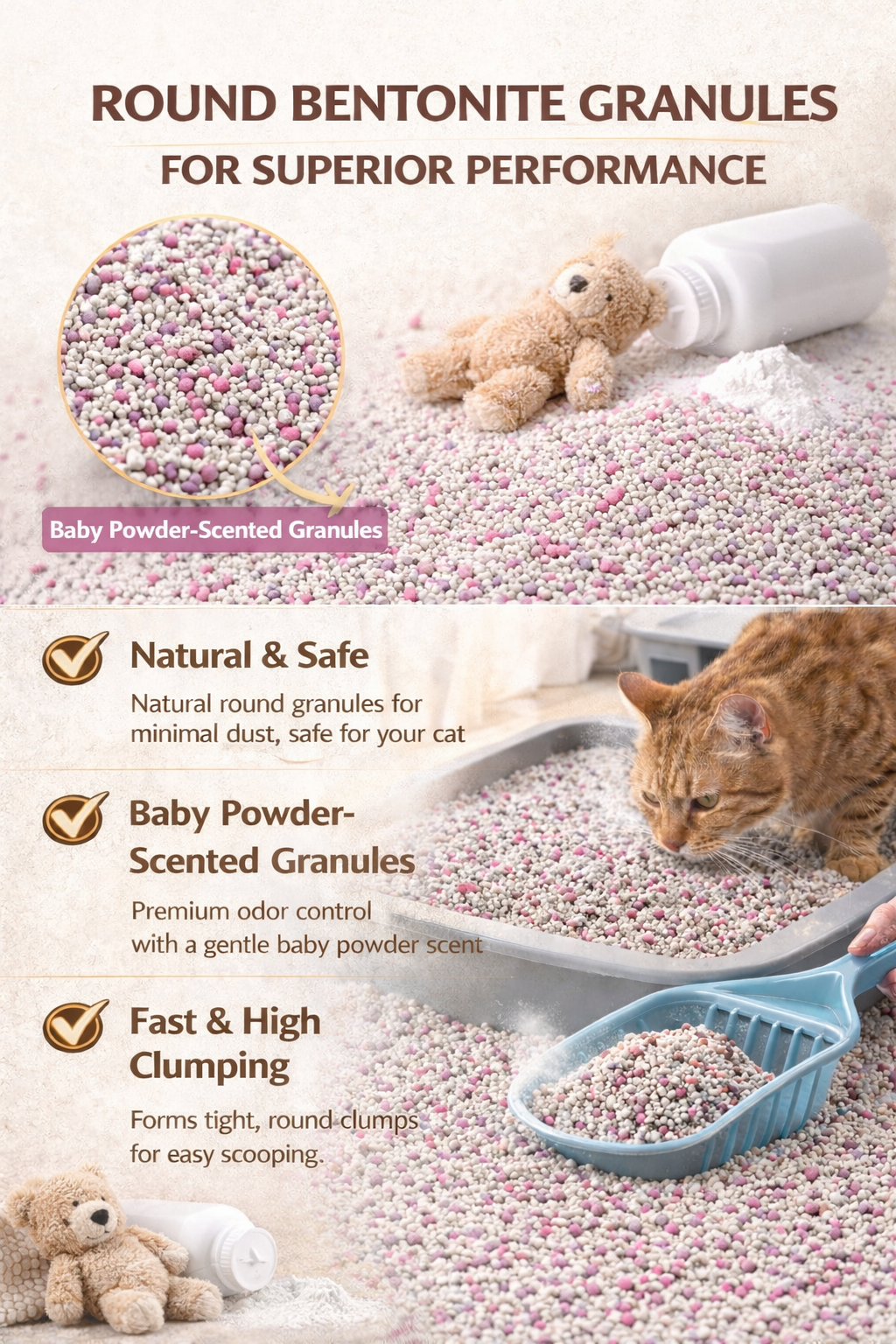 Cat Global 10L | Baby Powder | Bentonite Sand | Fast Clumping | Low Dust | Odor Control