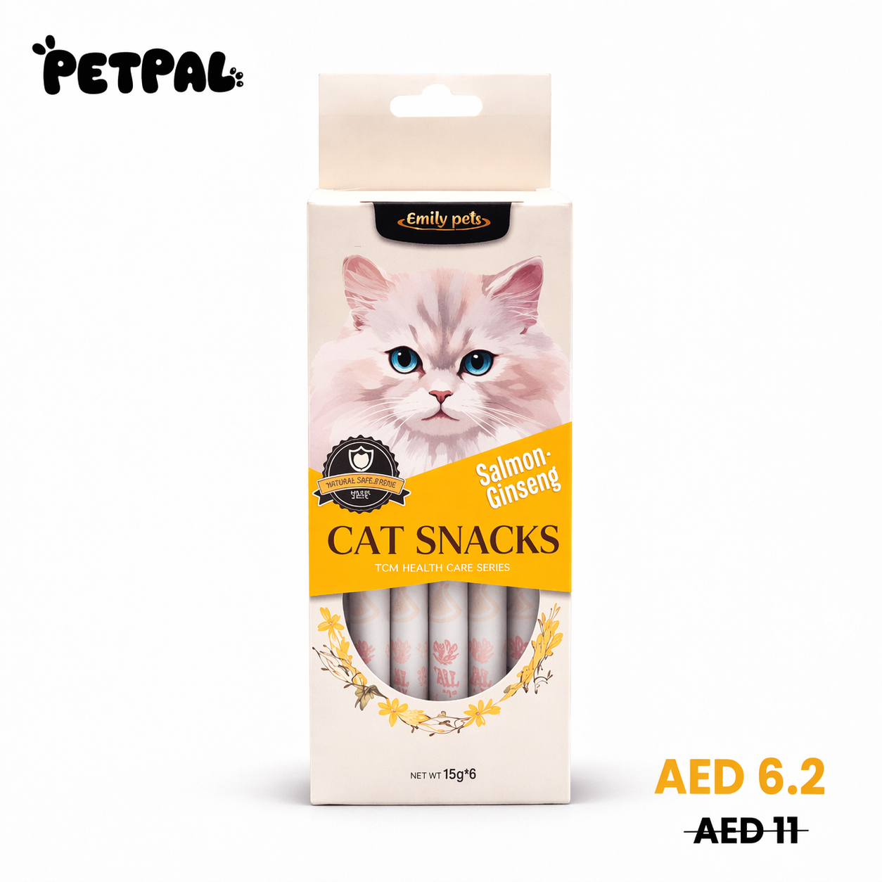Lickable Creamy Treats 15g x 6 Pcs | Salmon & Ginseng Liquid Snack