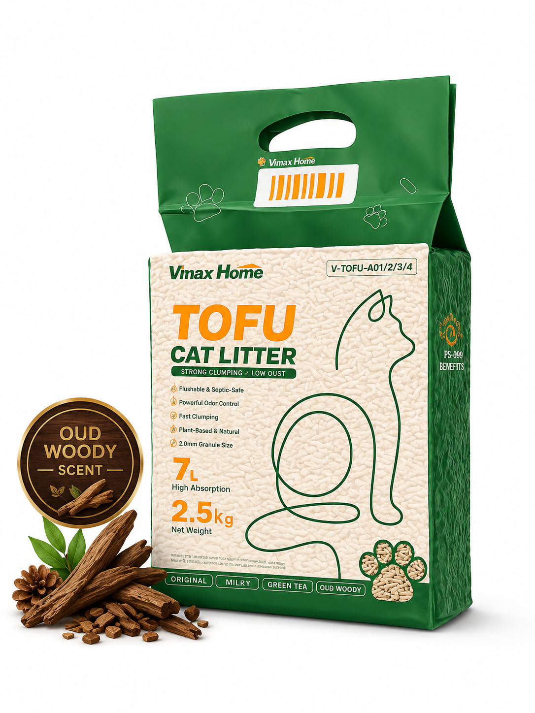 Vmax Home 7L | Oud Wood | Tofu Cat Litter | Clumping | Odor Control