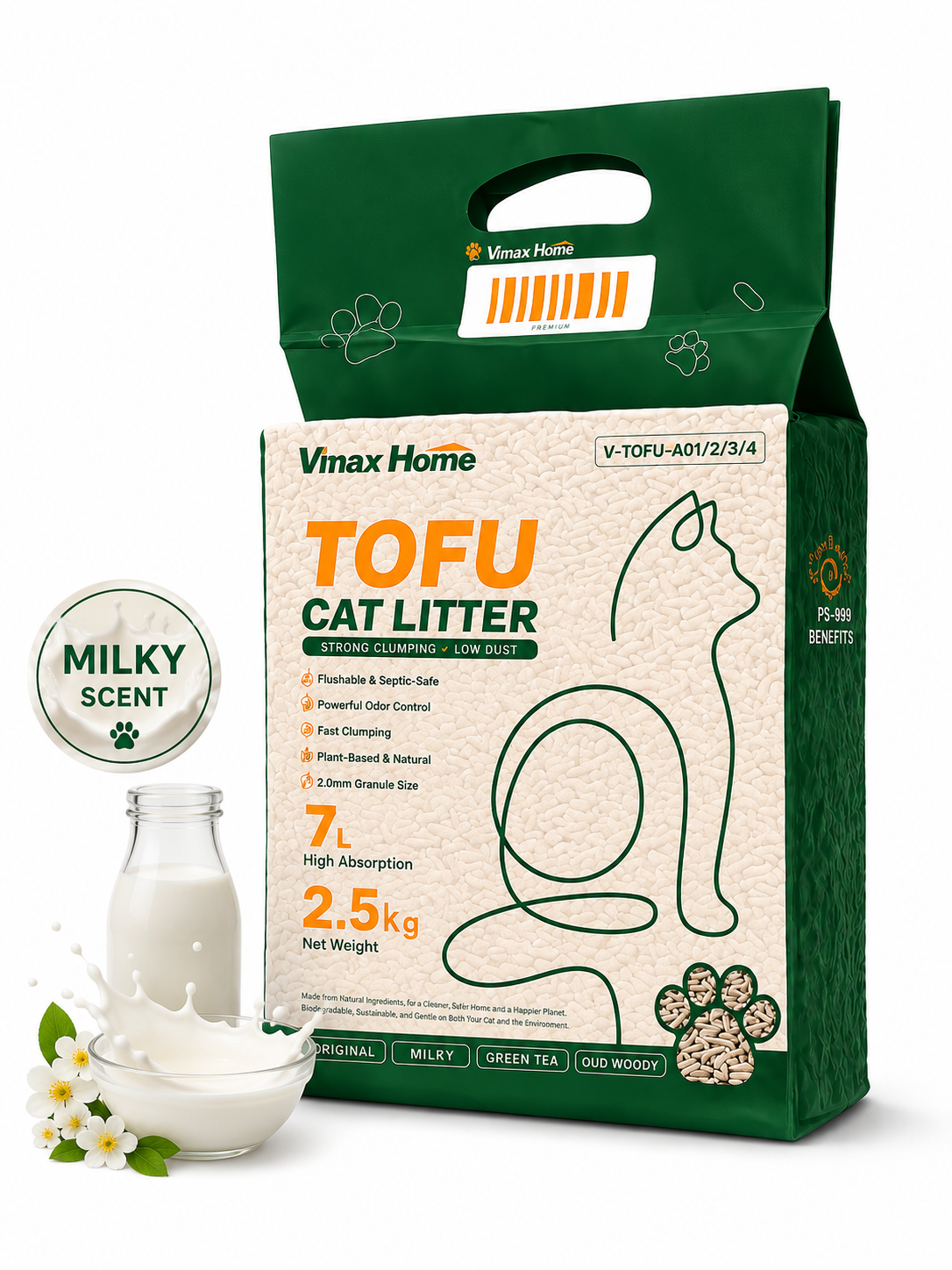 Vmax Home 7L | Milk | Tofu Cat Litter | Clumping | Odor Control