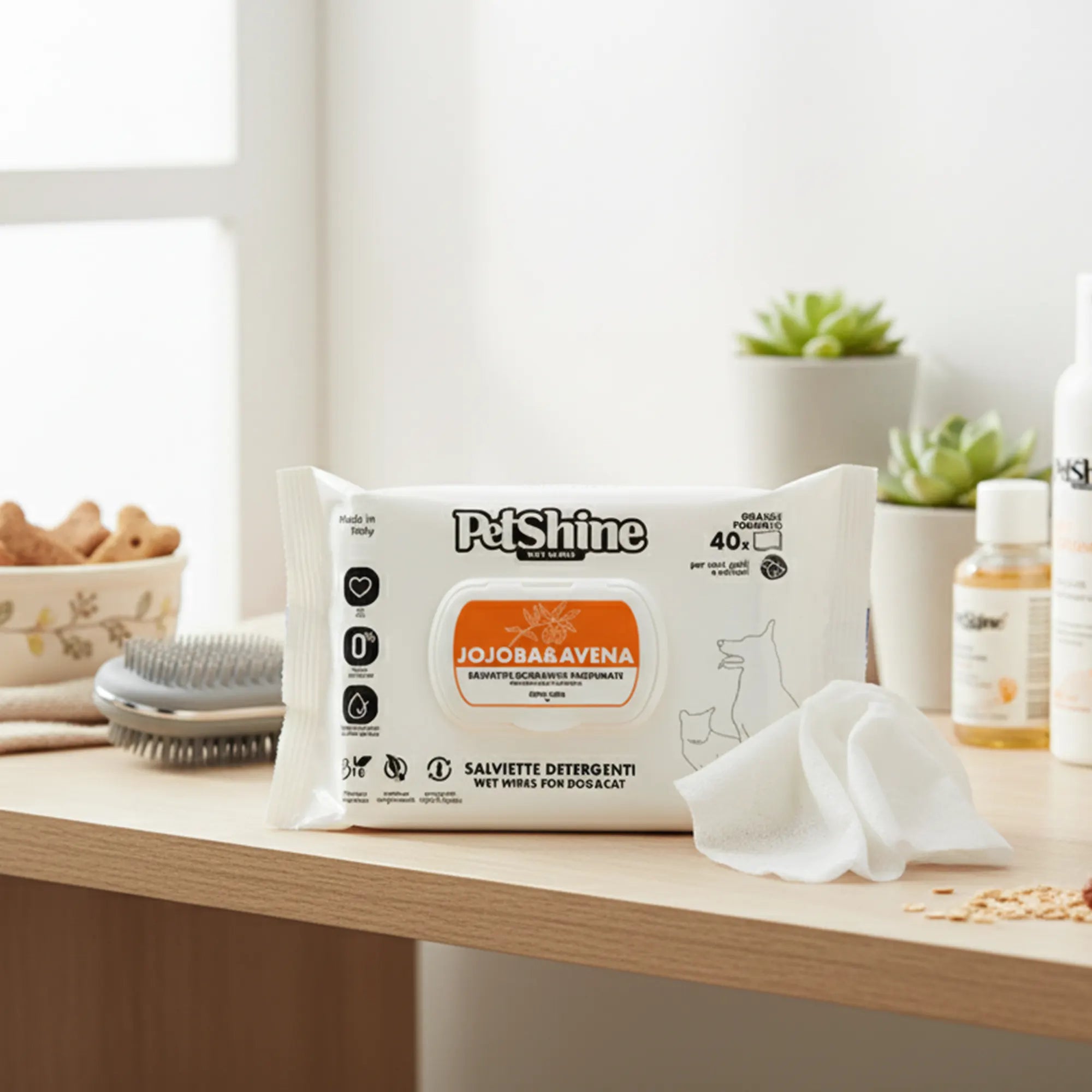 PetShine Wipes | Jojoba 40Pcs