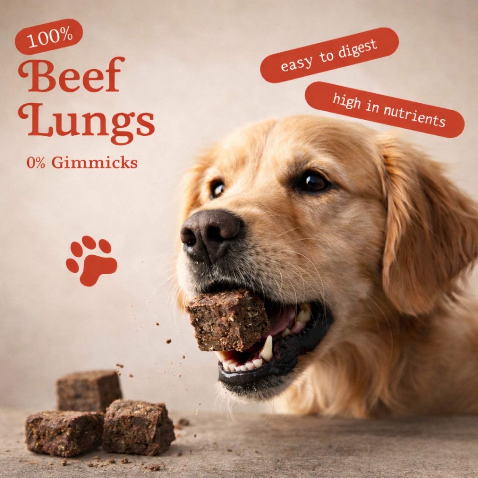 Cat & Dog Treats | Freeze-Dried Beef Lungs | 20g