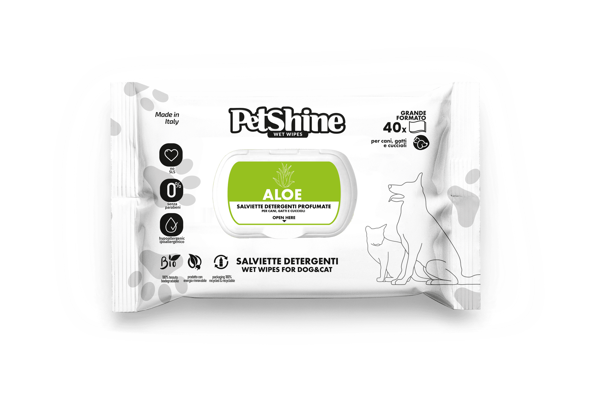 PetShine Wipes | Aloe 40Pcs