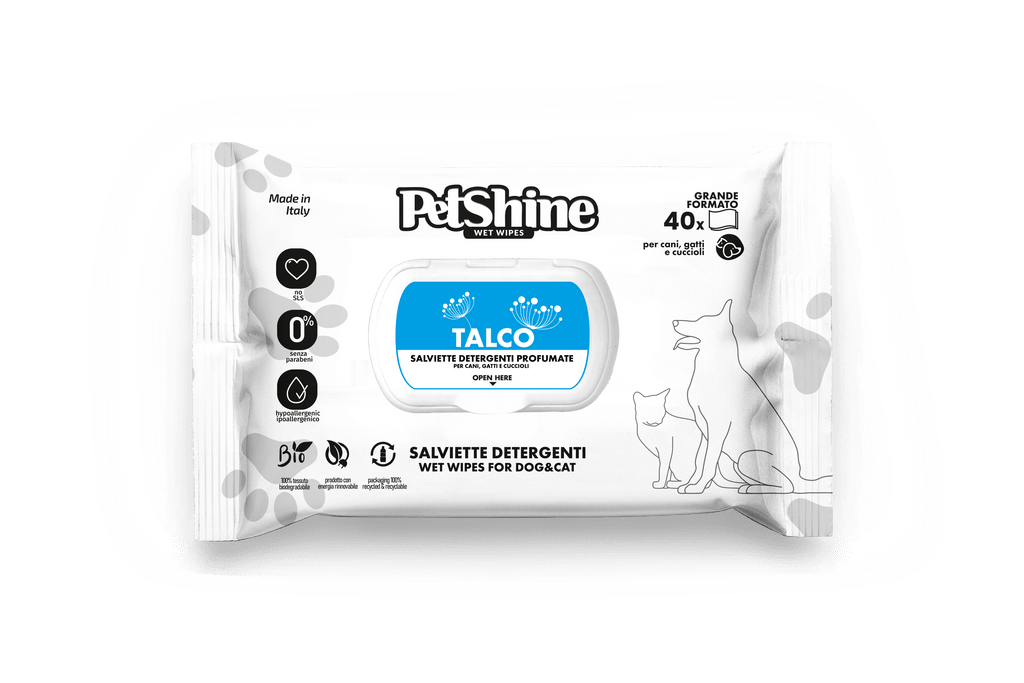 PetShine Wipes | Talco 40Pcs