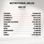 An infographic detailing MyFood's wet cat food with salmon's nutritional value in an in-depth manner.