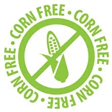 Corn-free logo with a corn kernel and 'corn free' text in a green circle.