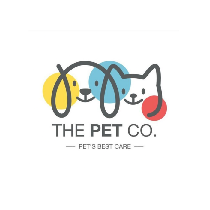 Logo of The Pet Co. with colorful icons of a dog, cat, and ball on a white background.
