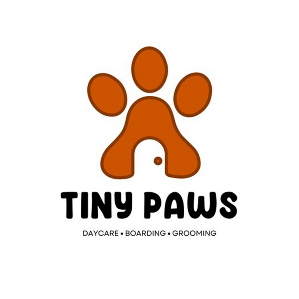 Logo of Tiny Paws with paw-shaped design on a white background.